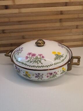 Vintage Lincoware Enamel Buffet Server - Wildflower - 10.25" Wide - Mint